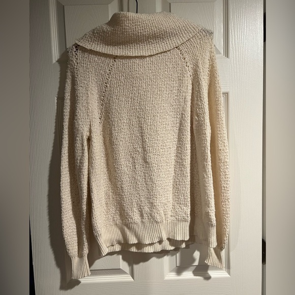 Free People • ivory loose knit cowl neck sweater - Picture 3 of 4